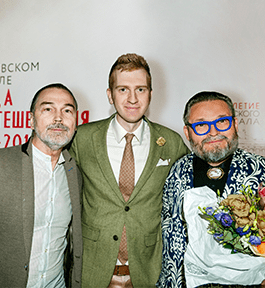 Н. Сафронов, А. Васильев со стилистом Александром Беловым